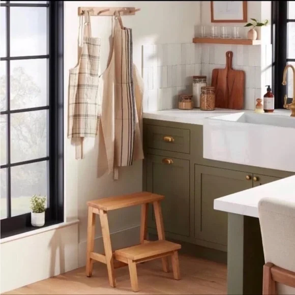 18" Wood Kitchen Step Stool Natural  - Hearth & Hand™ with Magnolia - Picture 2 of 10